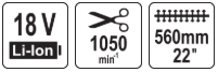 Аккумуляторный кусторез 560мм, 18V, без АКБ, YATO 