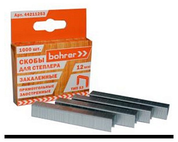 Скобы 12*0,7 мм для степлера (Тип53) (уп.1000шт) Bohrer 44211253