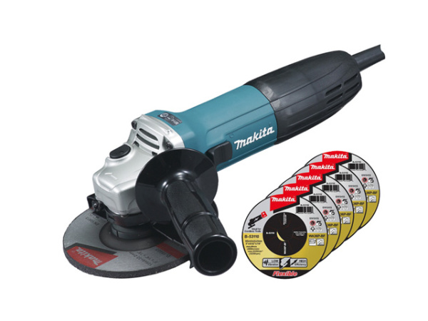 Одноручная углошлифмашина MAKITA GA 5030 X3 в кор. + 5 отрезных кругов 