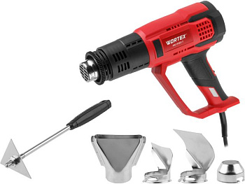 Термовоздуходувка WORTEX HG 6122 T в кор. + набор сопл 2000 Вт, 3 режима., 60-600 °С 