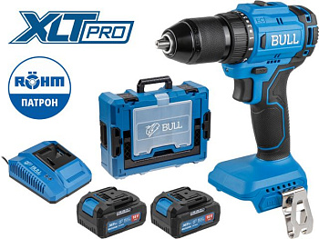 Аккумуляторный дрель-шуруповерт BULL SR 1803 Xcase XLTpro БЕСЩЕТ. 2x4 А*ч 18 В 45 Н*м БЗП 13 мм 