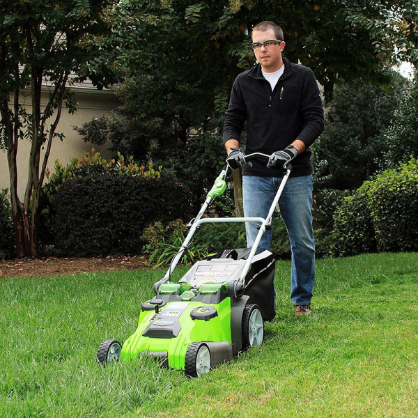 Газонокосилка аккумуляторная Greenworks G40LM49DB TwinForce 49см 40В